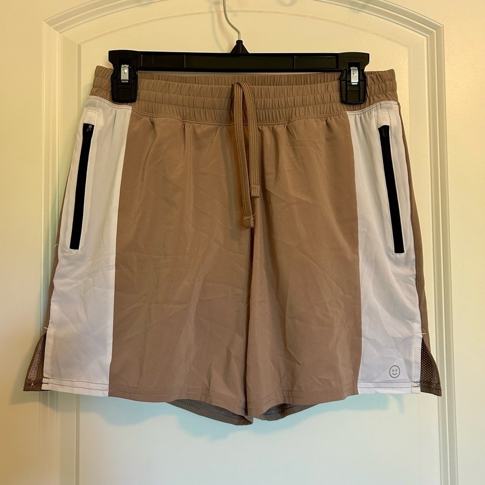 Gilly Hicks Tan and white stripe athletic shorts/running shorts